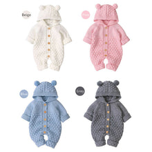 Load image into Gallery viewer, Citgeett Autumn Winter Newborn Baby Boys Girls Ear Knit Romper Hooded Wool Sweater Jumpsuit Warm Cute Outfit
