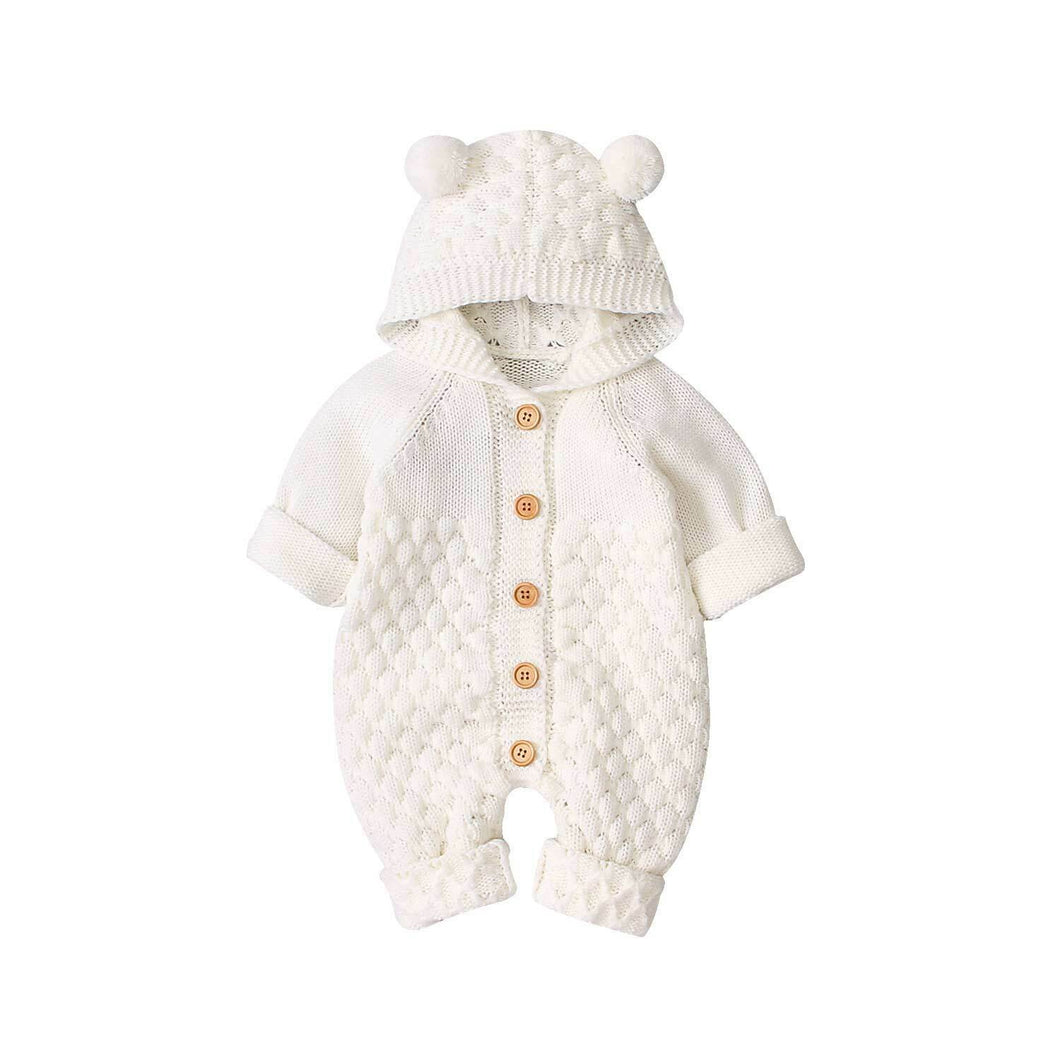 Citgeett Autumn Winter Newborn Baby Boys Girls Ear Knit Romper Hooded Wool Sweater Jumpsuit Warm Cute Outfit