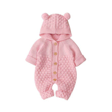 Load image into Gallery viewer, Citgeett Autumn Winter Newborn Baby Boys Girls Ear Knit Romper Hooded Wool Sweater Jumpsuit Warm Cute Outfit
