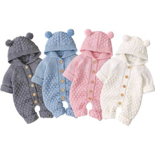 Load image into Gallery viewer, Citgeett Autumn Winter Newborn Baby Boys Girls Ear Knit Romper Hooded Wool Sweater Jumpsuit Warm Cute Outfit
