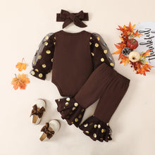 Load image into Gallery viewer, 0-18M Infant Baby GirlsnPants Set Long Sleeve Letters Print Romper Dots Print Flare Pants
