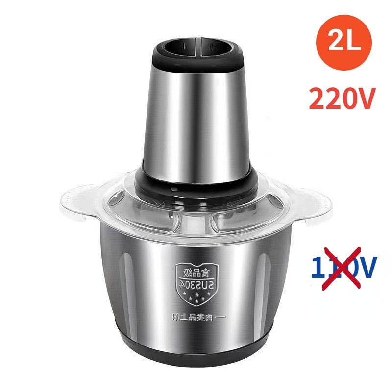 Stainless Steel Electric Meat Grinder Food Processor Chopper Kitchen Machines Vegetable Chopper Slicer Machine Household Grinder